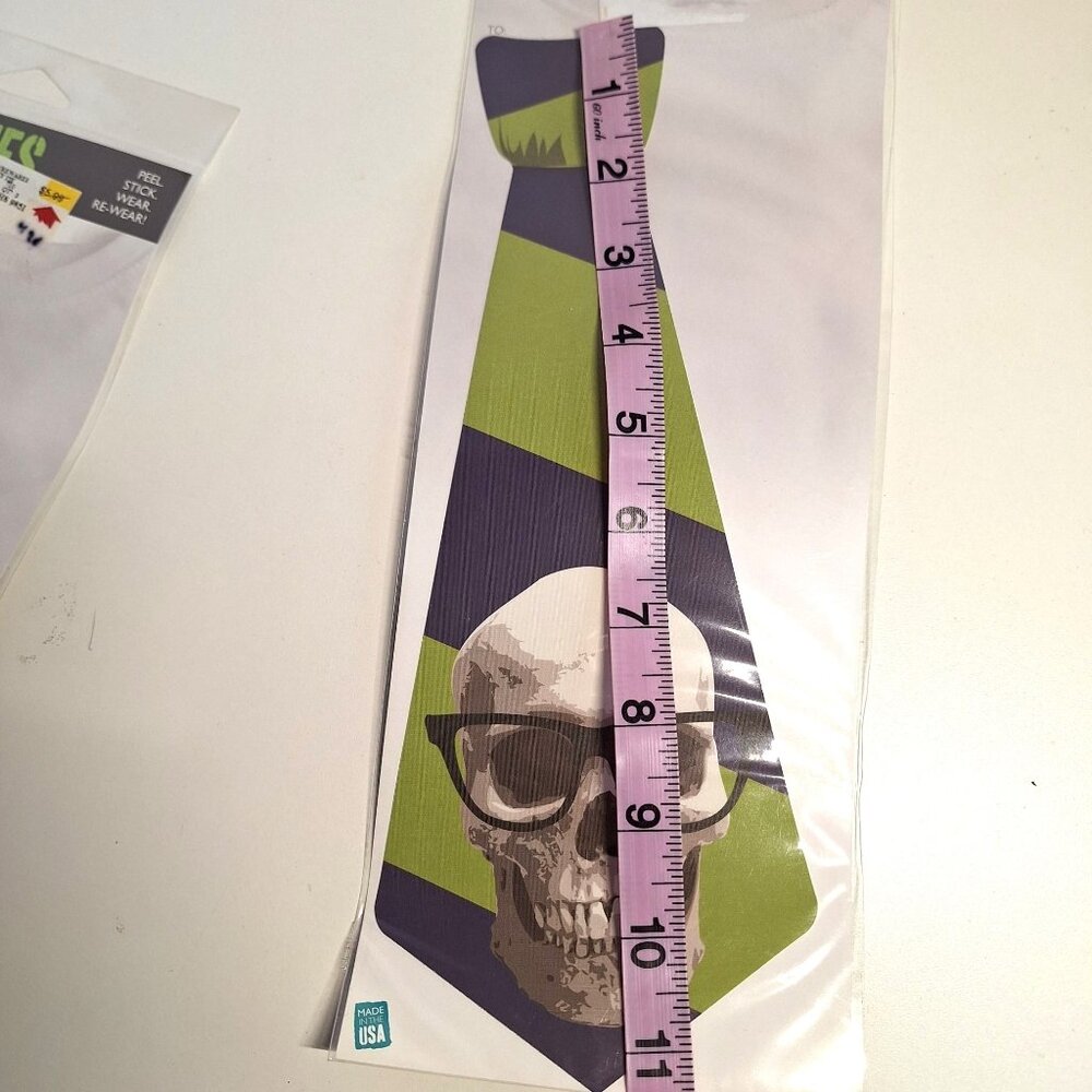 Skull Guy Sticky Ties Reusable Wearable Fabric Sticker Design By EvREwares - Picture 4 of 5